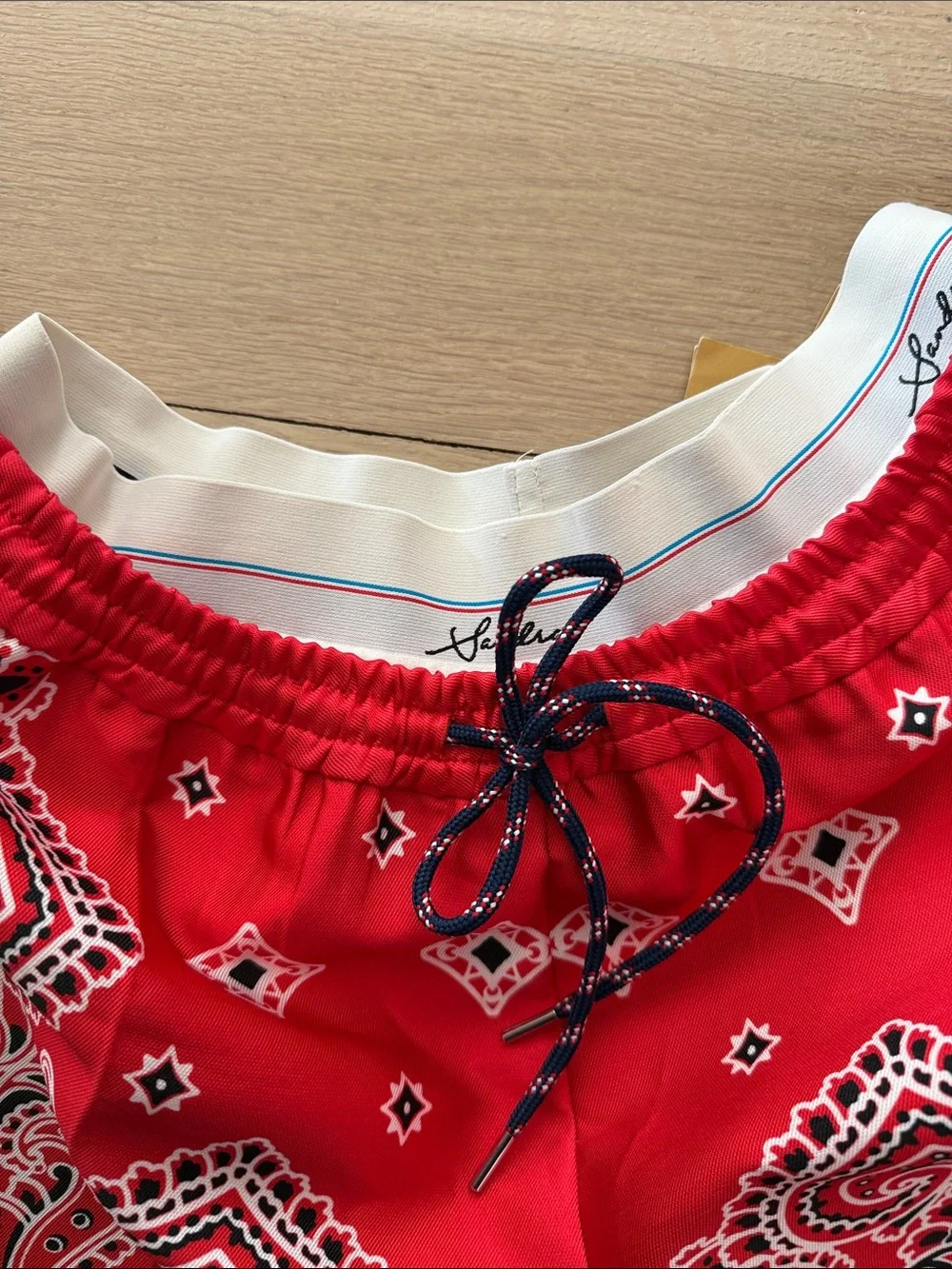 NWT Sandro Red Bandana-Print Satin Shorts - Picture 9 of 9